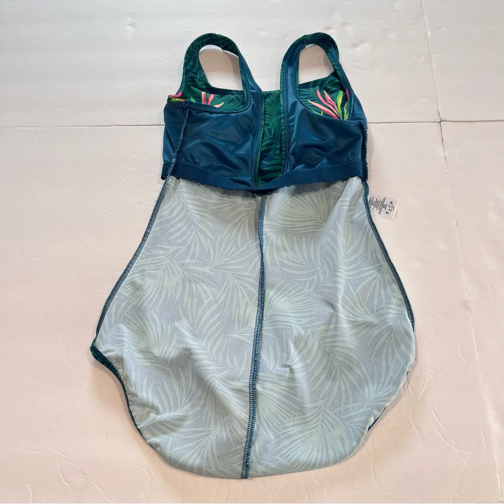 Lands End Blue Green Tropical‎ Palm Leaf One Piece Swimsuit Size 6 D - Image 12