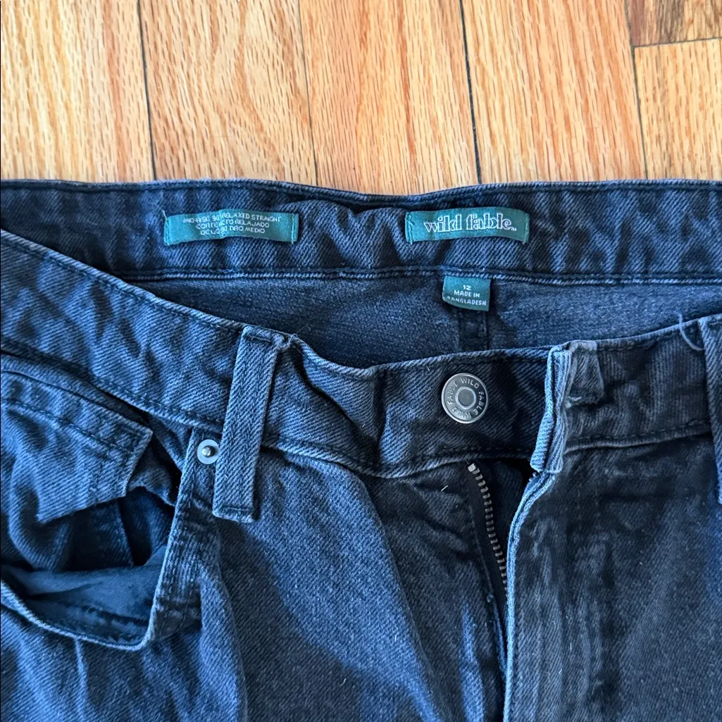 Women's Mid-Rise 90's Relaxed Straight Jeans - Wild Fable™ Black Wash 12 - Image 5