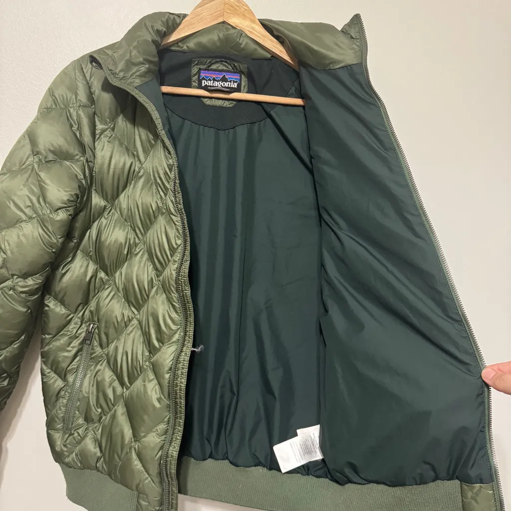 Patagonia Prow Bomber Jacket Green Size Medium Women’s Duck Down Full Zip - Image 7