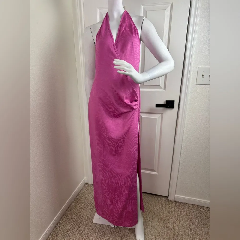 Meshki pink halter maxi dress with slit Size Small. #339 - Image 2