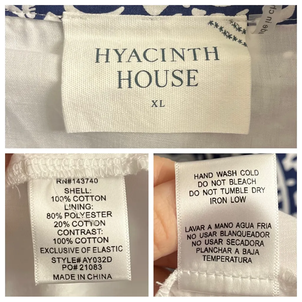 Hyacinth House Navy & White Floral Hillsborough Midi Dress XL Blue - Image 13