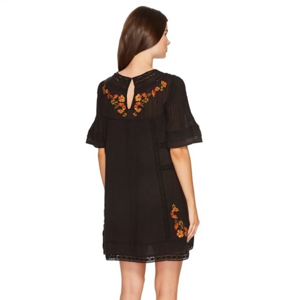 Free People Perfectly Victorian Embroidered Orange Yellow Floral Dress Size M - Image 2