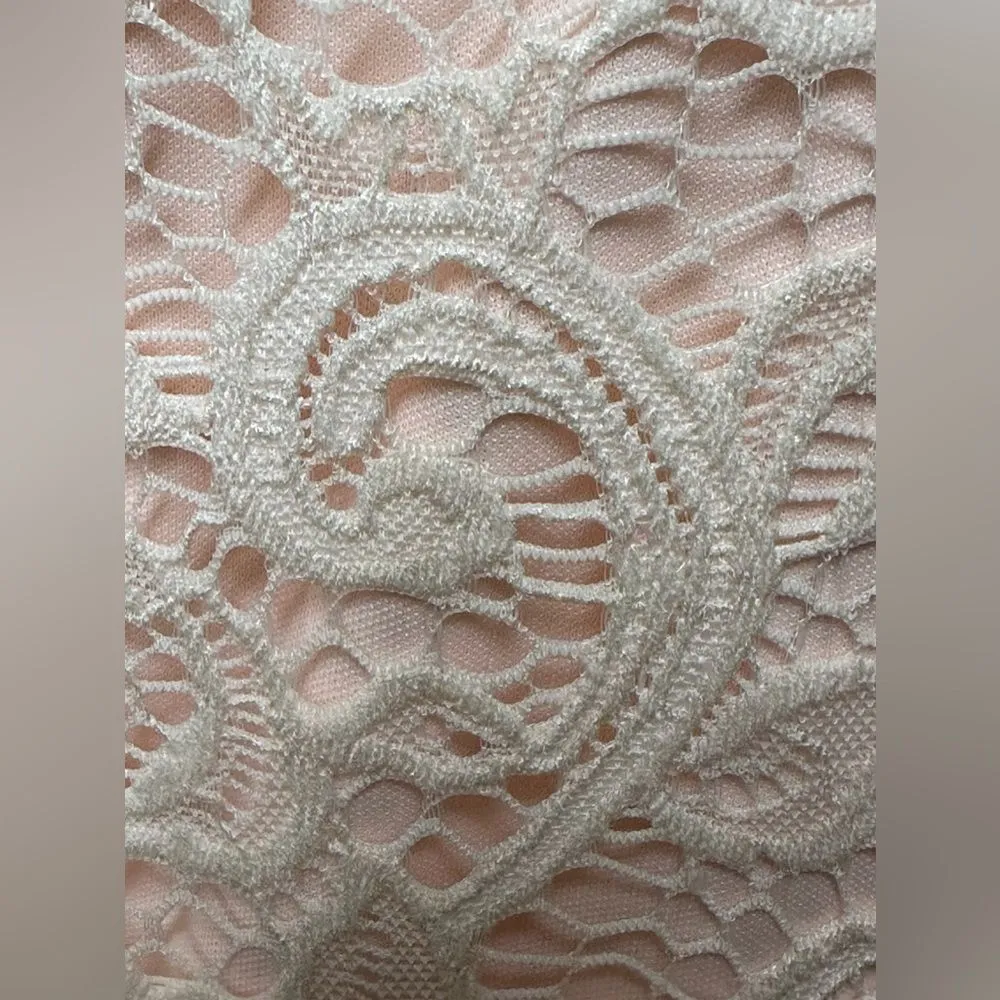 Teeze Me blush pink open lace overlay floral long lace sleeves floral dress - Image 8