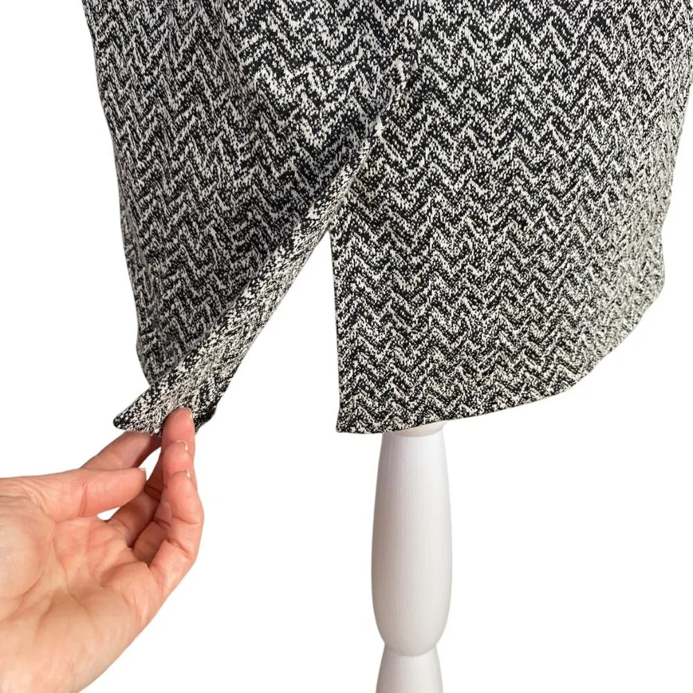 Carole Little black and white stretchy a-line zip skirt women's size 8 - Image 5