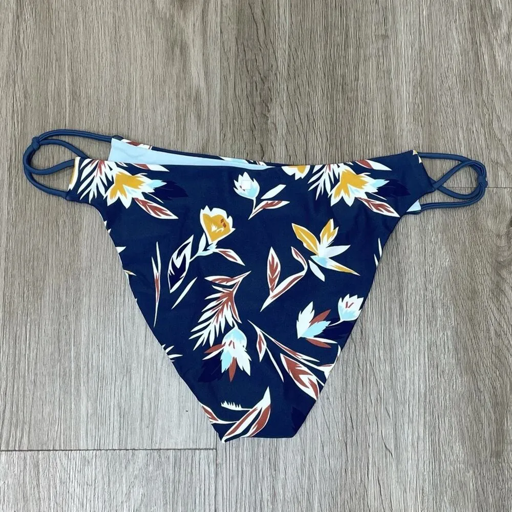 Dolce Vita Women's Pigeon Floral Matisse Side String Bikini Swim Bottoms sz L Blue Size L - Image 3