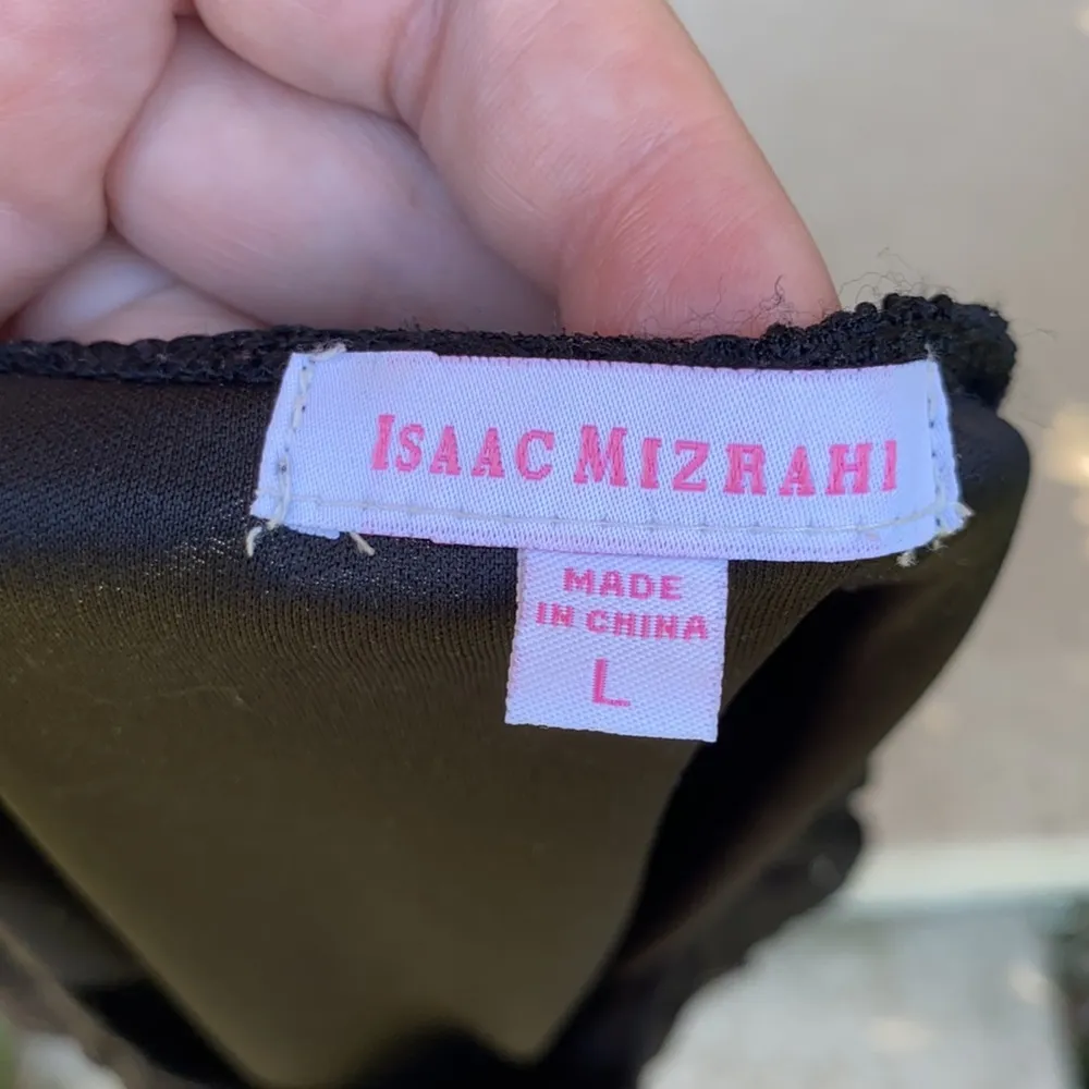 Isaac Mizrahi black lace short sleeve top size L - Image 3