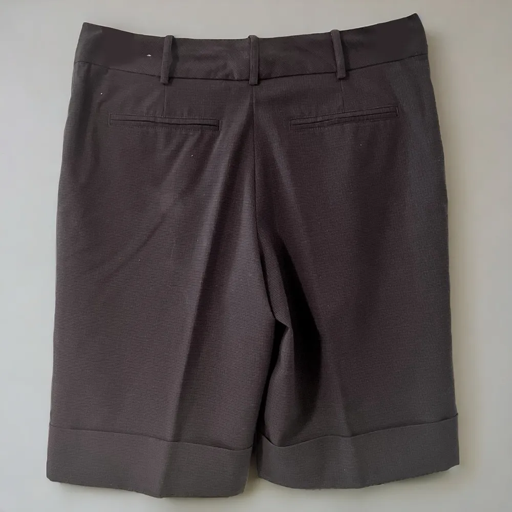 Women’s Dark Grey Office Bermuda Shorts Mid-Rise Flat-Front Zip - Image 3