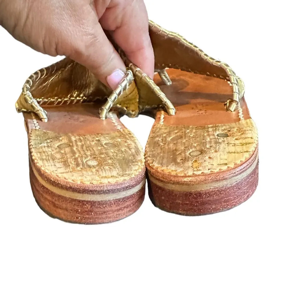 JACK ROGERS NAVAJO WHIPSTITCH GOLDEN SANDALS 8 - Image 2