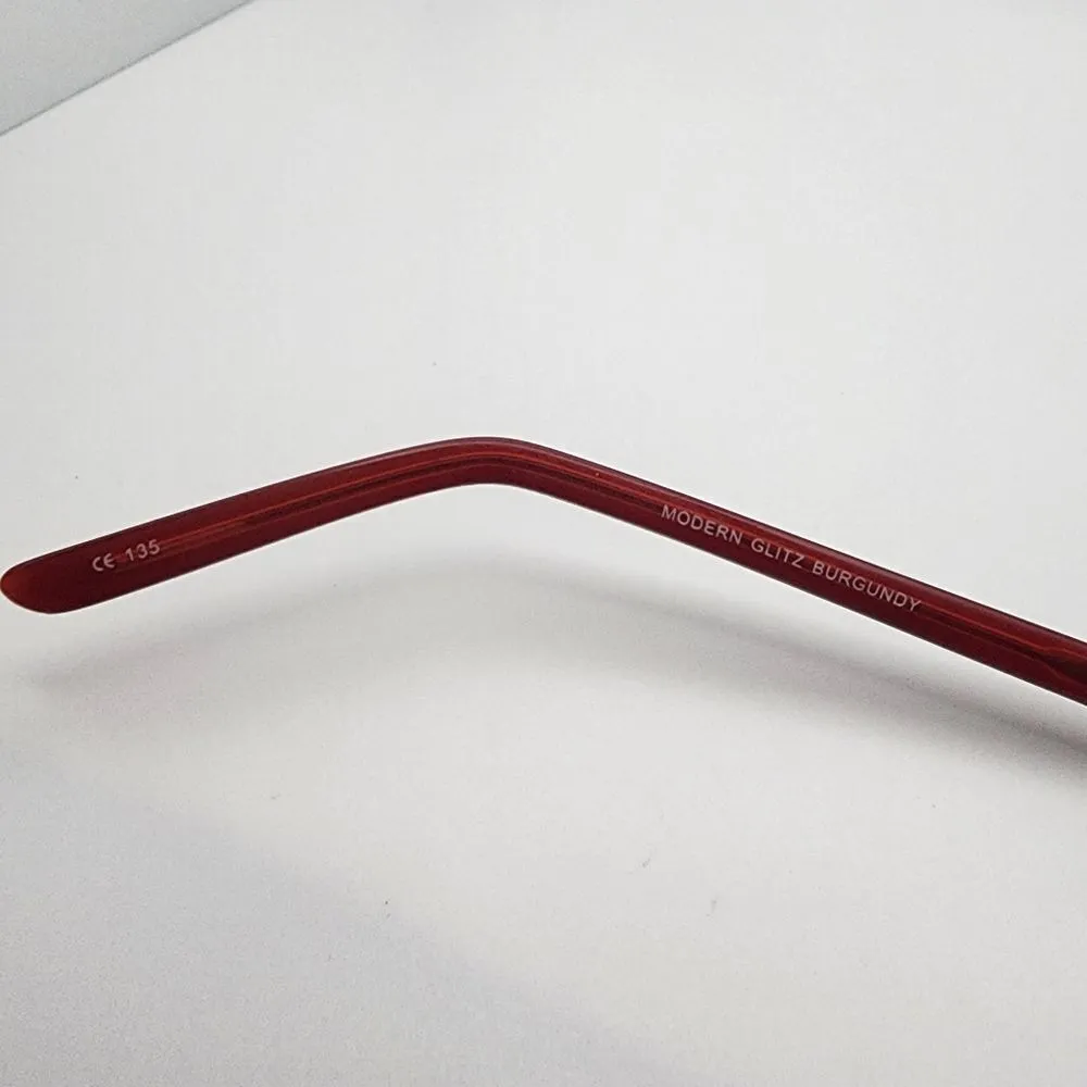 Genevieve Boutique Modern Glitz Burgundy Prescription Glasses Frames & Case - Image 9
