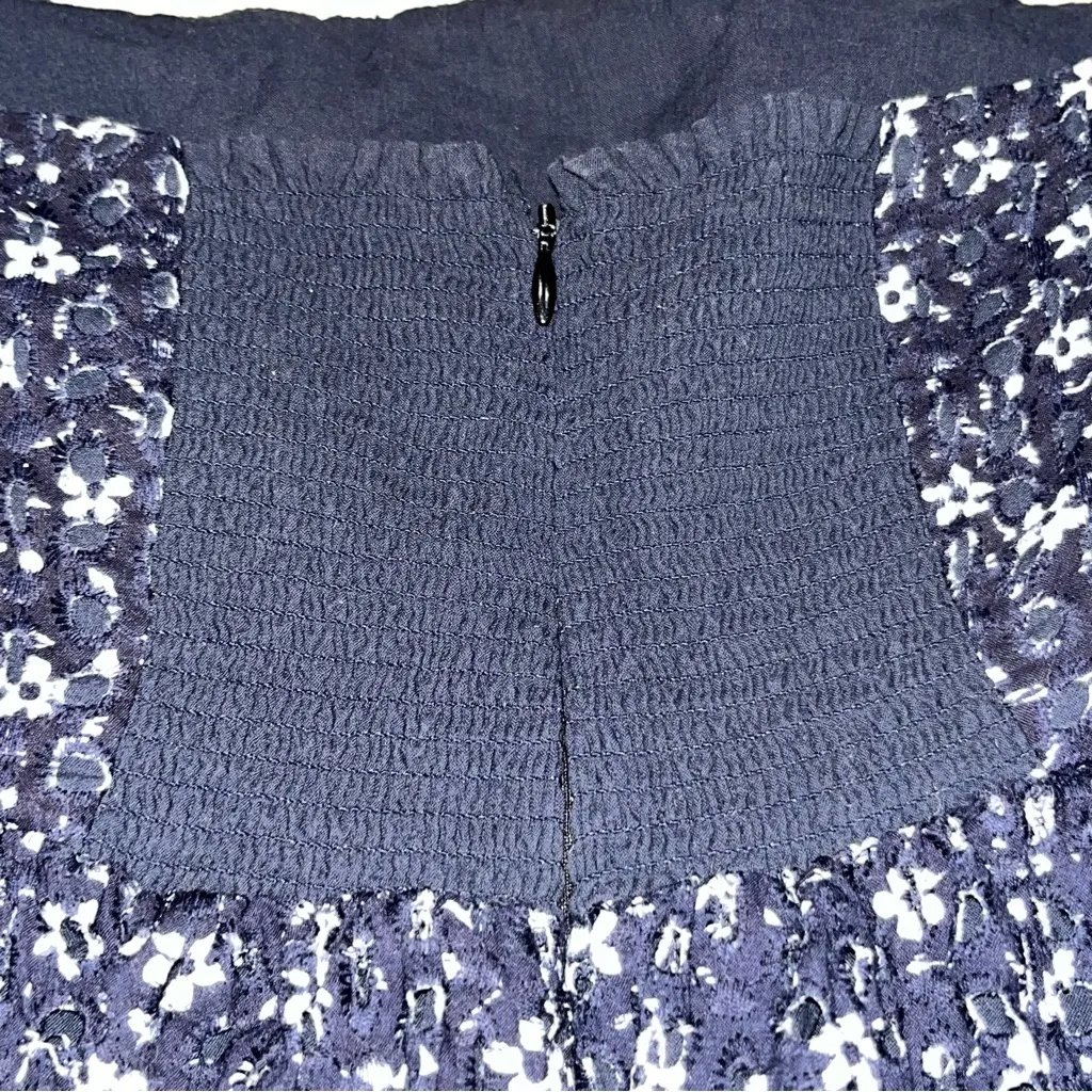 Anthropologie Maeve Lillianne Blue Ditzy Floral Eyelet Babydoll Mini Dress 8 - Image 9