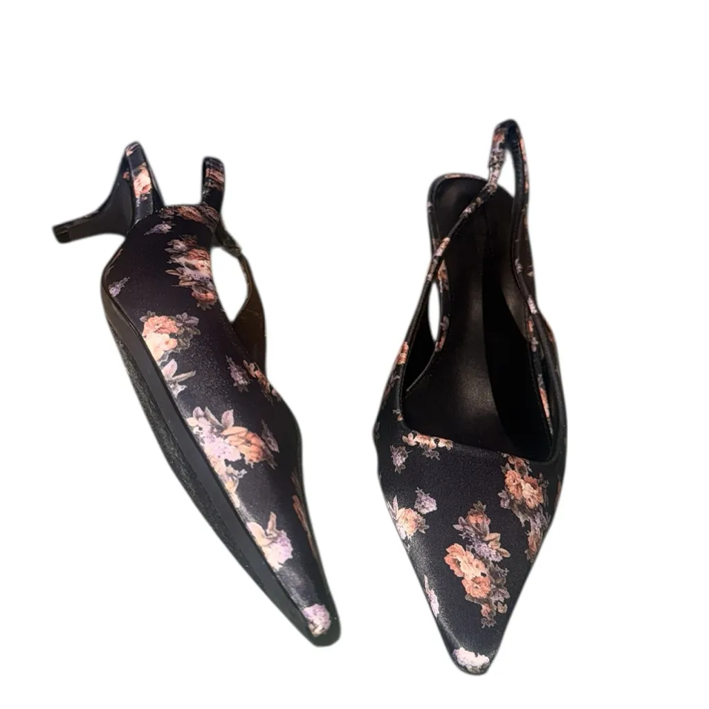 NEW Steve Madden Pointed Toe Kitten Heel Floral Printed Slingback Pumps - Image 9
