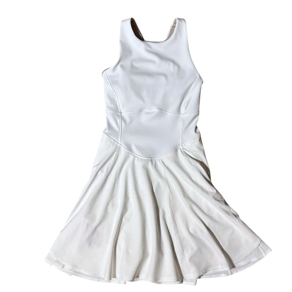 Lululemon Court Crush Tennis Dress White Shorts Pockets Racerback 0 With Pads - Image 7