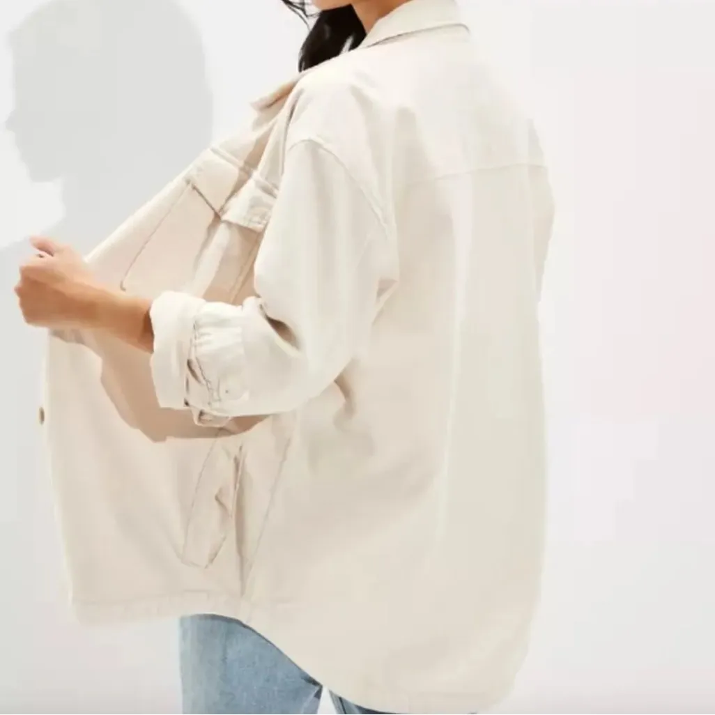 American Eagle Outfitters Cream Military Shacket Shirt Jacket Size XL NWT - Image 8