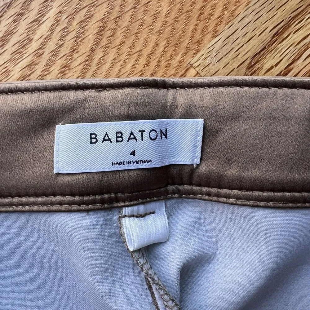 Aritzia Babaton Command Cropped Mid-rise Vegan Leather Tan Trousers‎ Size 4 - Image 3