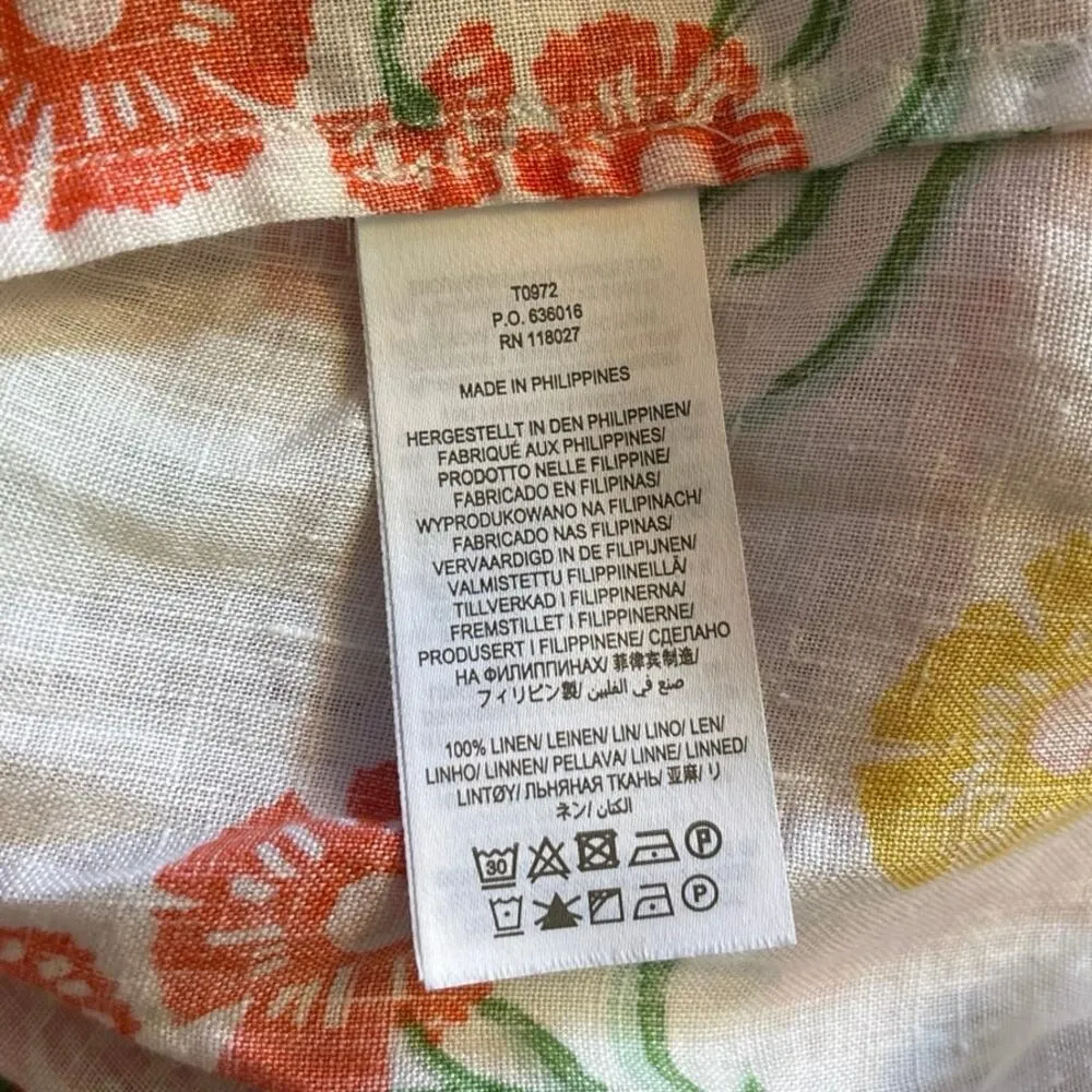 BODEN US Size 6 Ruffle Detail Linen Top Tank in Molly Mahon Flower Woodblock Orange - Image 5