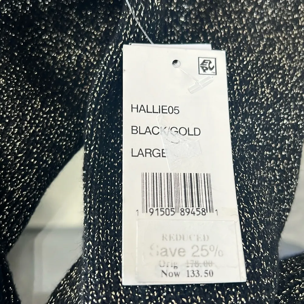 Velvet by Graham & Spencer Hallie Metallic Crewneck Sweater, Black/Gold L NWT Black Size L - Image 7