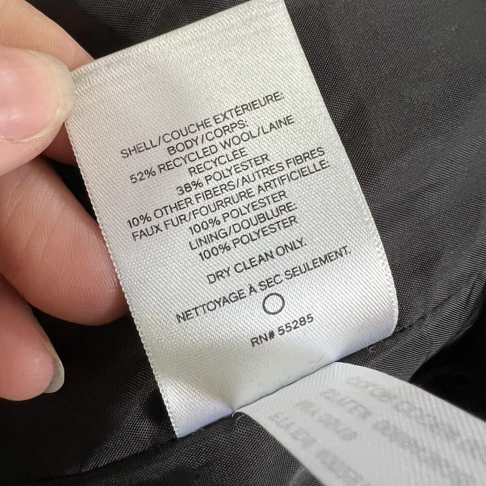 Express Womens Wool Blend Jacket Belted Asymmetrical Zip Trench Coat Black XL - Image 13