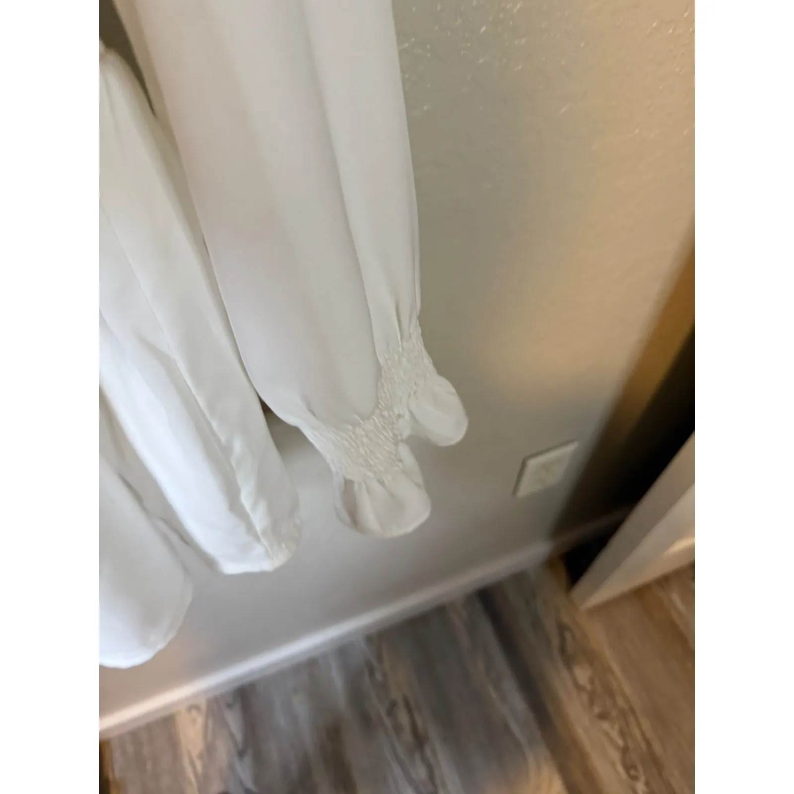 White Smocked Ruffle High Neck Long Sleeve Peplum Top Blouse XL - Image 3