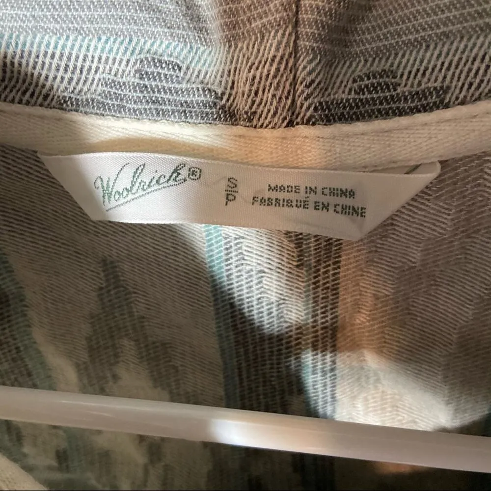 Woolrich First Light Jacquard Hoodie Cotton Flannel Button Cuff 100% Cotton S - Image 3