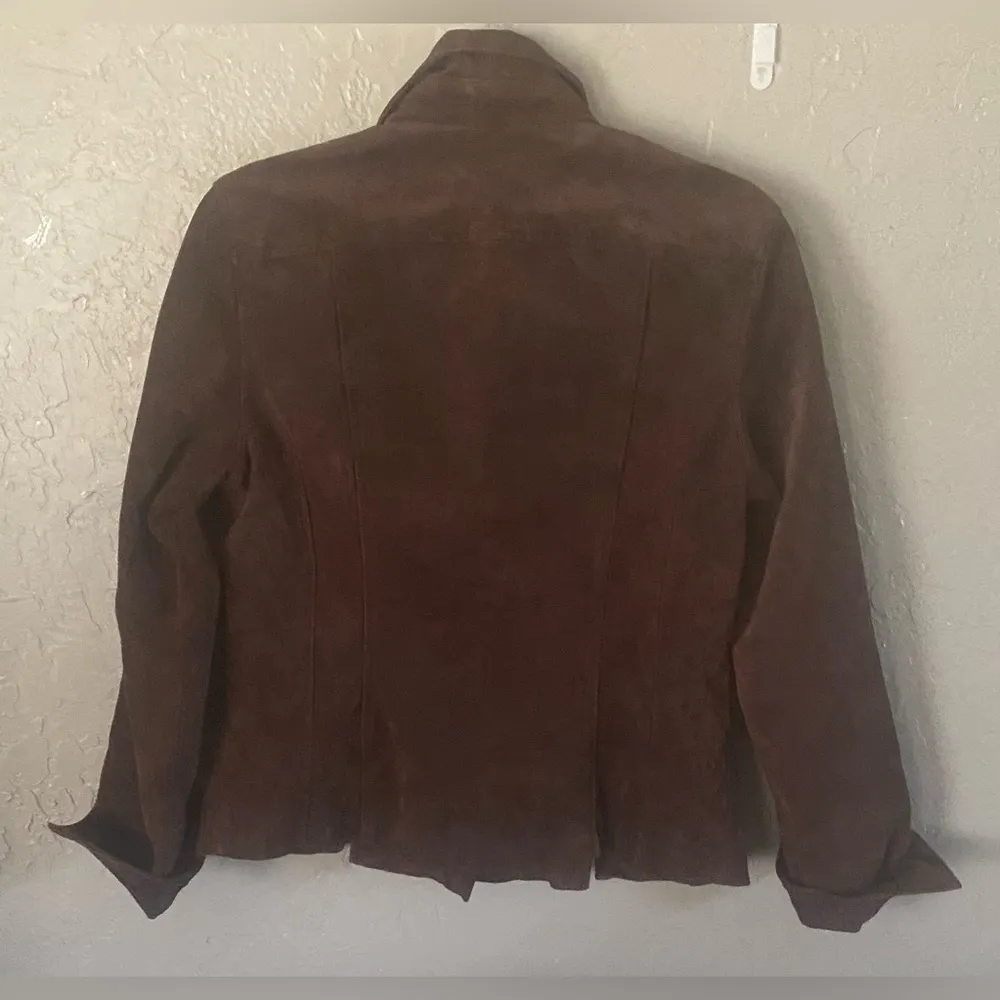 LIVE A LITTLE Genuine Suede Leather Snap Jacket Women's Size Small Brown - Image 11