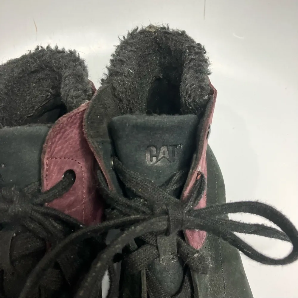 Cat Women’s Fret Faux Fur black & maroon leather boots size‎ 8.5 - Image 8