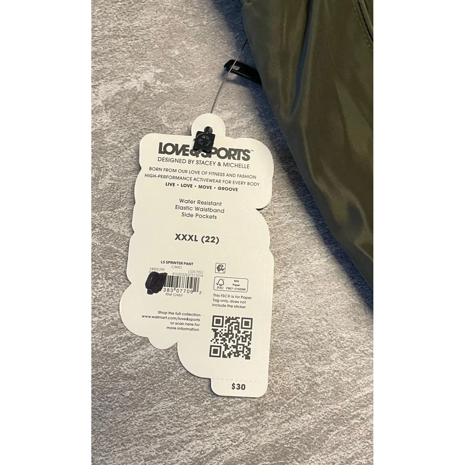 Love & Sports Sz 3X NWT Jogger Drawstring Pockets Water Resistent Mesh Lined Green - Image 6