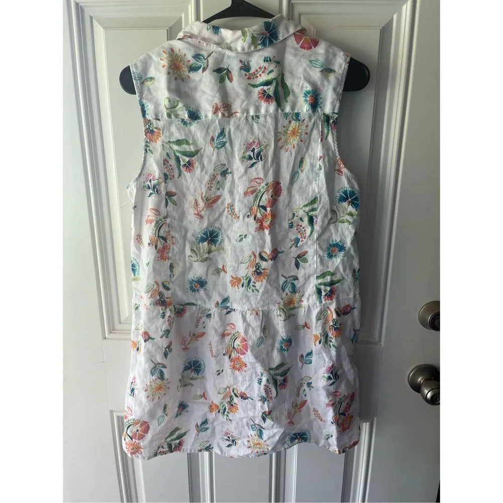 J.Jill  Linen sleeveless button front shirt medium new floral - Image 4