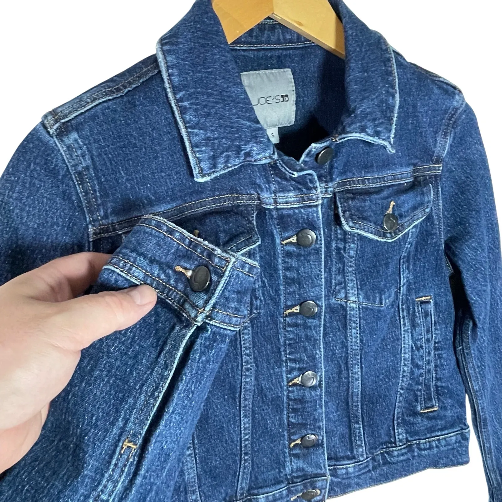 JOES JEANS Women’s Dark Wash Button Front Trucker Denim Jacket Small - Image 3