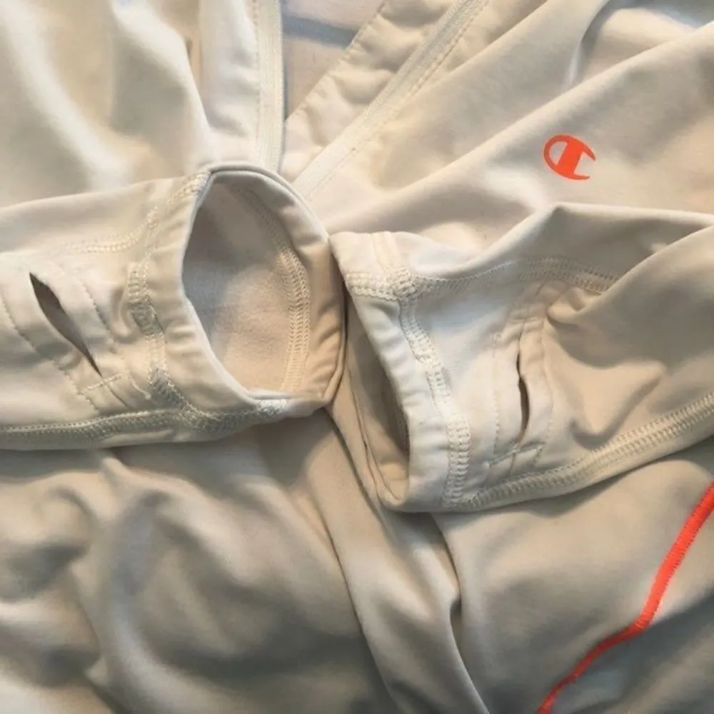 CHAMPION activewear white hoodie sweater top long sleeve sz M womens - Image 5