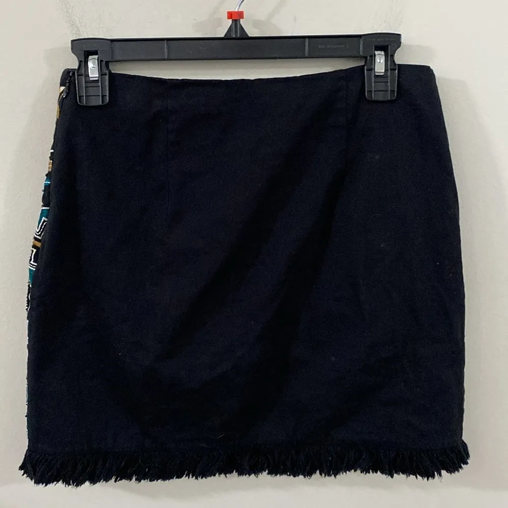 H&M cotton embroidered and embellished fringed skirt size 6 - Image 3