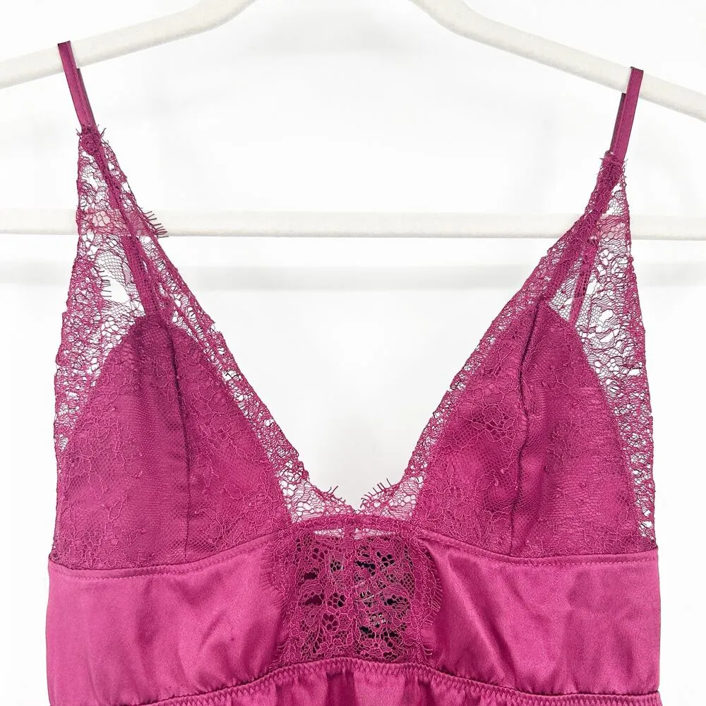 Victorias Secret VS Womens Coquette Lace Slip Babydoll Dress Chemise Size S Wine - Image 3