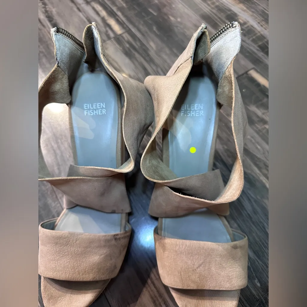 Eileen‎ Fisher Taupe Earth Suede Ellis Sandal Shoes Women's Size 10 EUC - Image 8