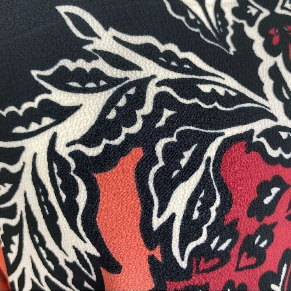 H&M All Over Print Tunic Dress Coral Black 2 Long Sleeve - Image 9