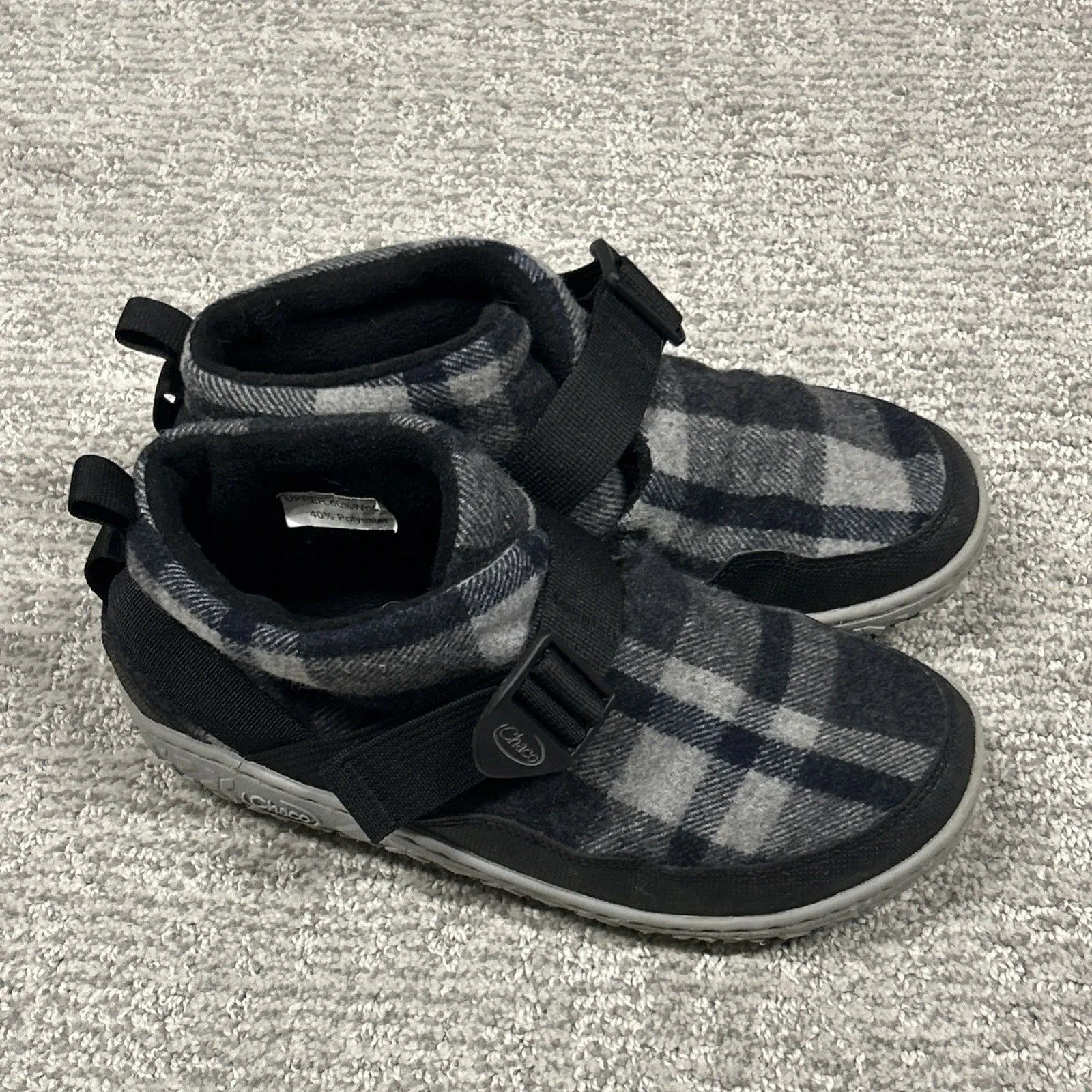 Chaco Ramble Womens Size 7.5 Wool Plaid Indoor Outdoor Slipper Shoes Black Gray - Image 4