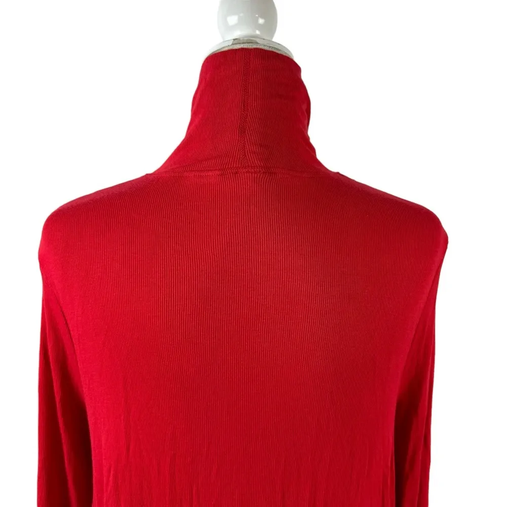 Free People Uptown Turtle Choker-Neck Tunic Top Red Long Sleeve Asymmetrical S - Image 10