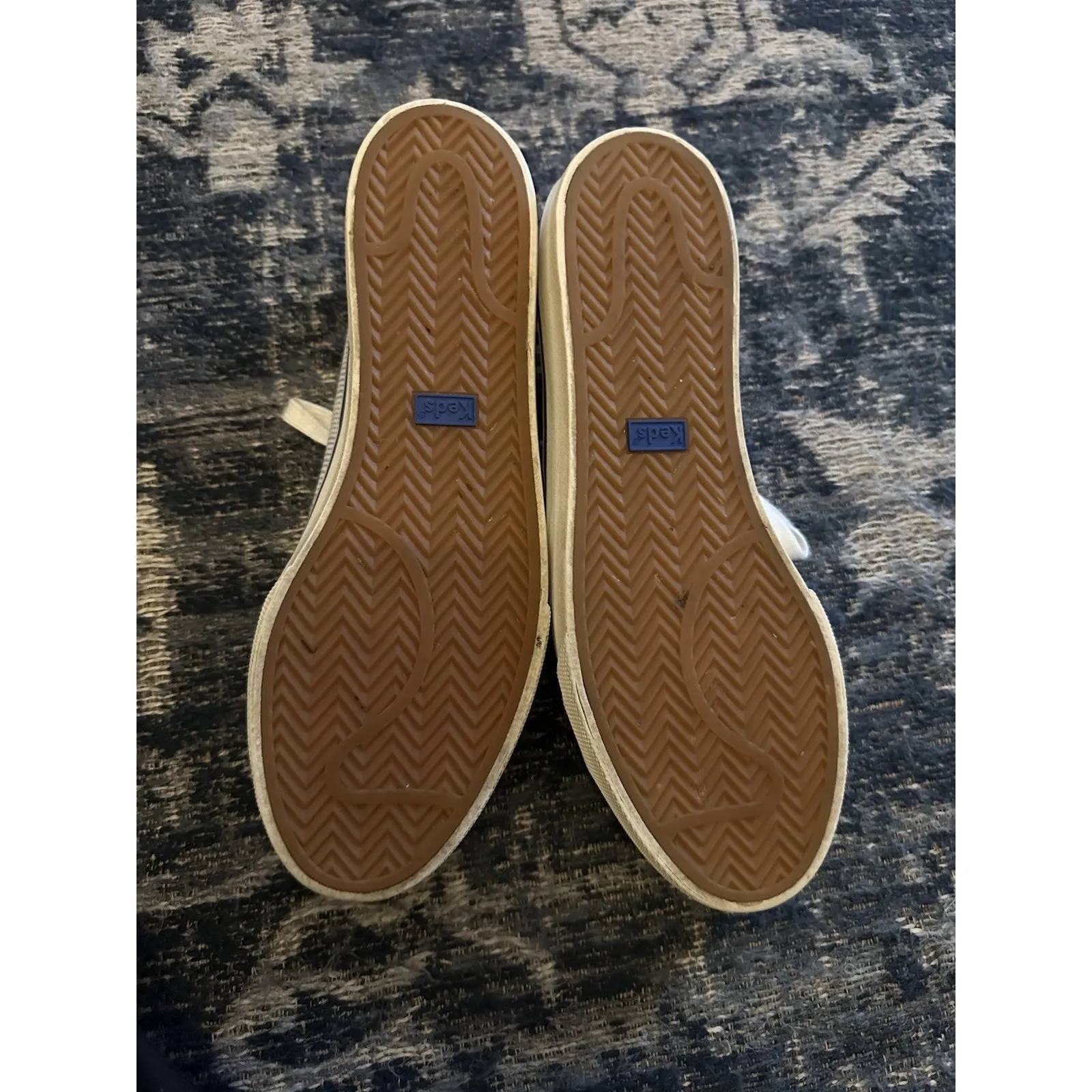 Keds Shoes Womens 9.5M Fashion Sneakers Flats WF66321 Blue White Check Lace Up - Image 6