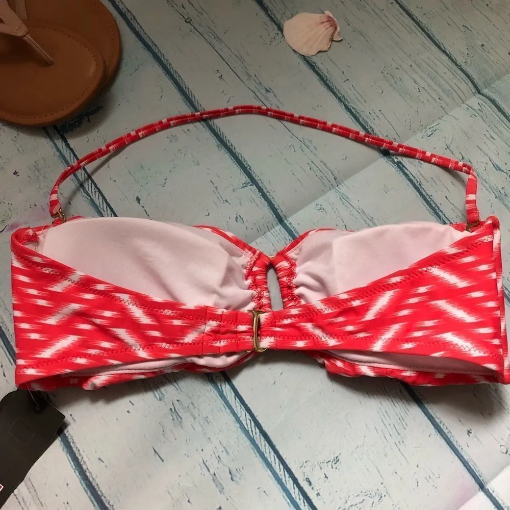 MOSSIMO Bandeau Coral White Halter Top. (NWT) Size L - Image 3