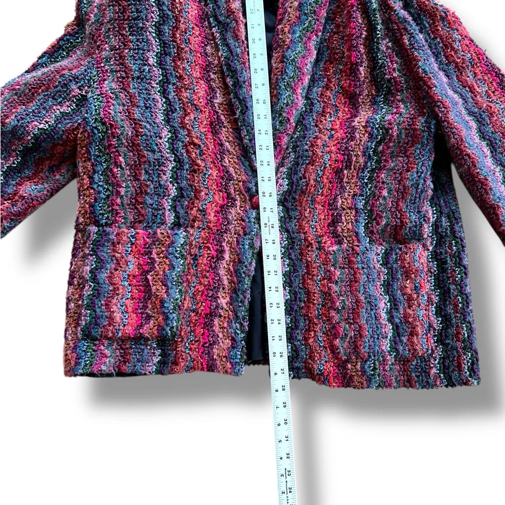 Vintage 90’s Woven Multicolor Single Button Blazer Shoulder Pads XL? Red - Image 6