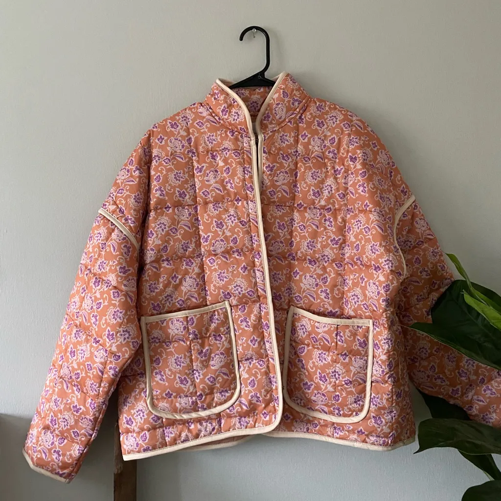 NWOT Panache Apparel Pastel Orange Purple Ruby Paisley Floral Jacket size XL - Image 7