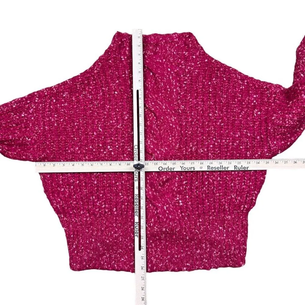 Maeve Anthropologie Women's M Pink Fuzzy Cable Knit Pullover Sweater Oversized - Image 3