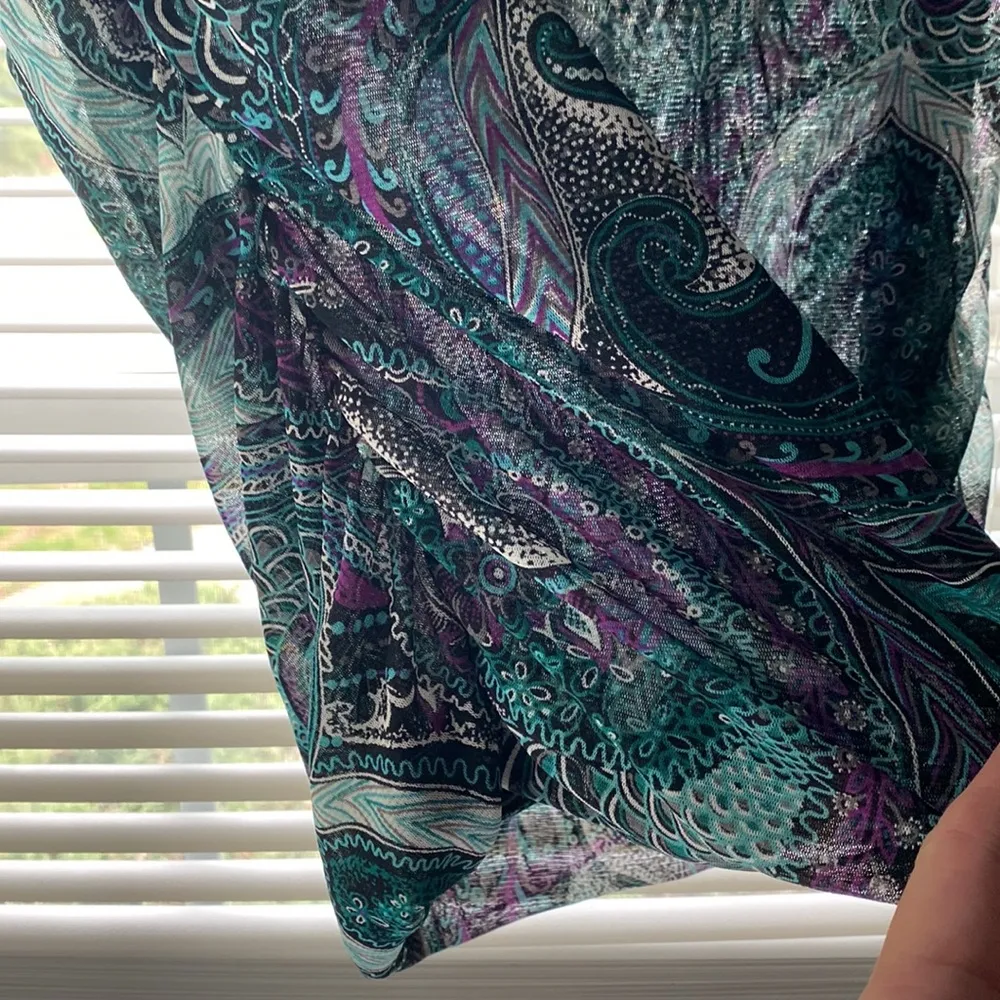 Vintage Y2K International Concepts layered nylon paisley ruched top, size XL - Image 9