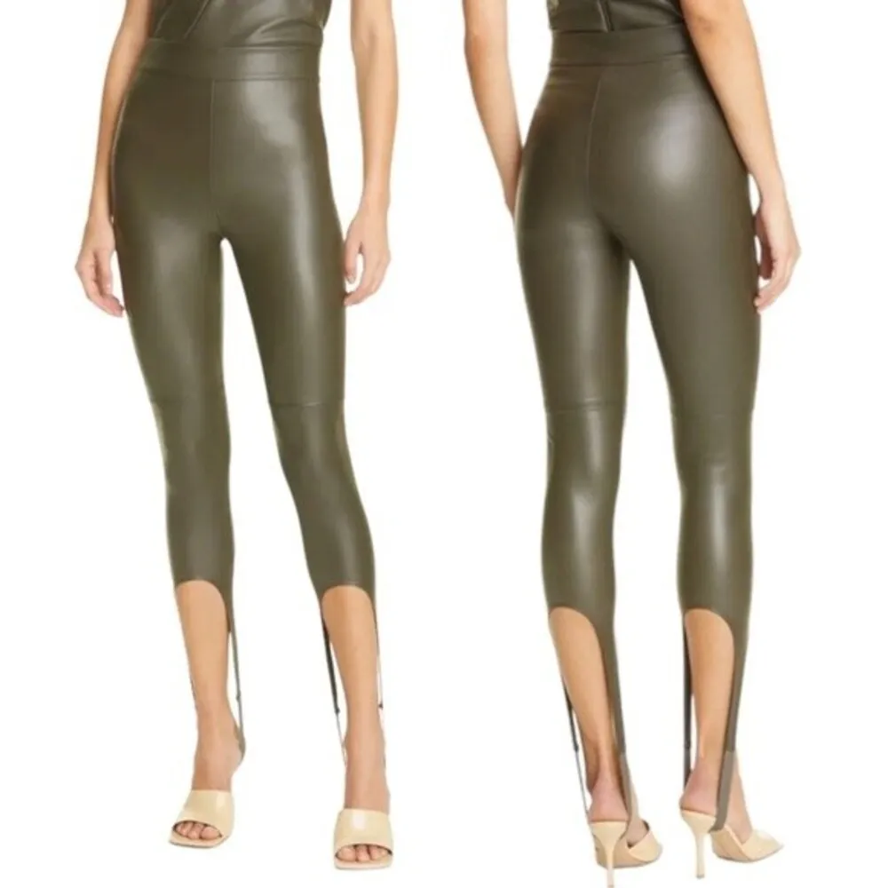 NWT Alix NYC Brower Faux Leather Stirrup Leggings Pine Green Women’s Size Small - Image 14