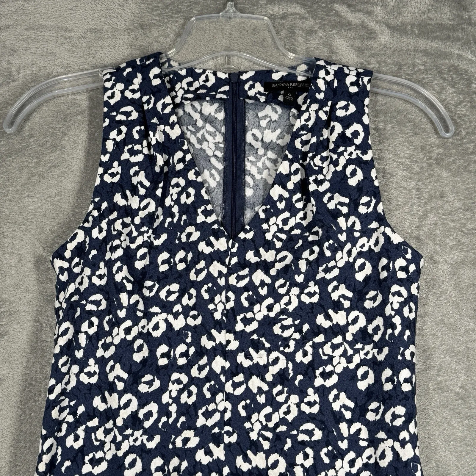 Banana Republic Dress‎ Womens 0 Blue White Cheetah Sheath Office Work Career - Image 5