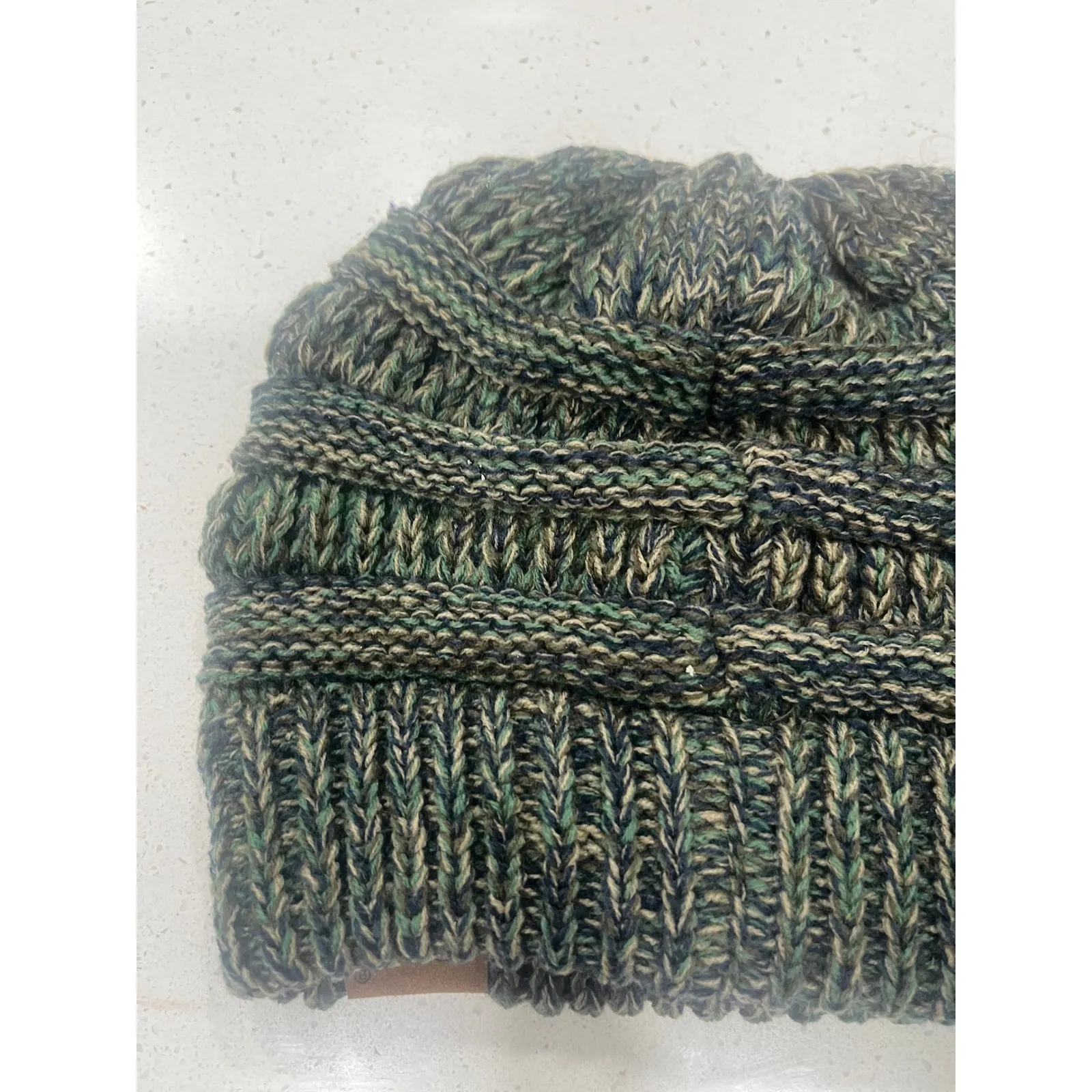 CC Beanies Camo Knit Winter Warm Slouchy Beanie Hat Women Green - Image 6