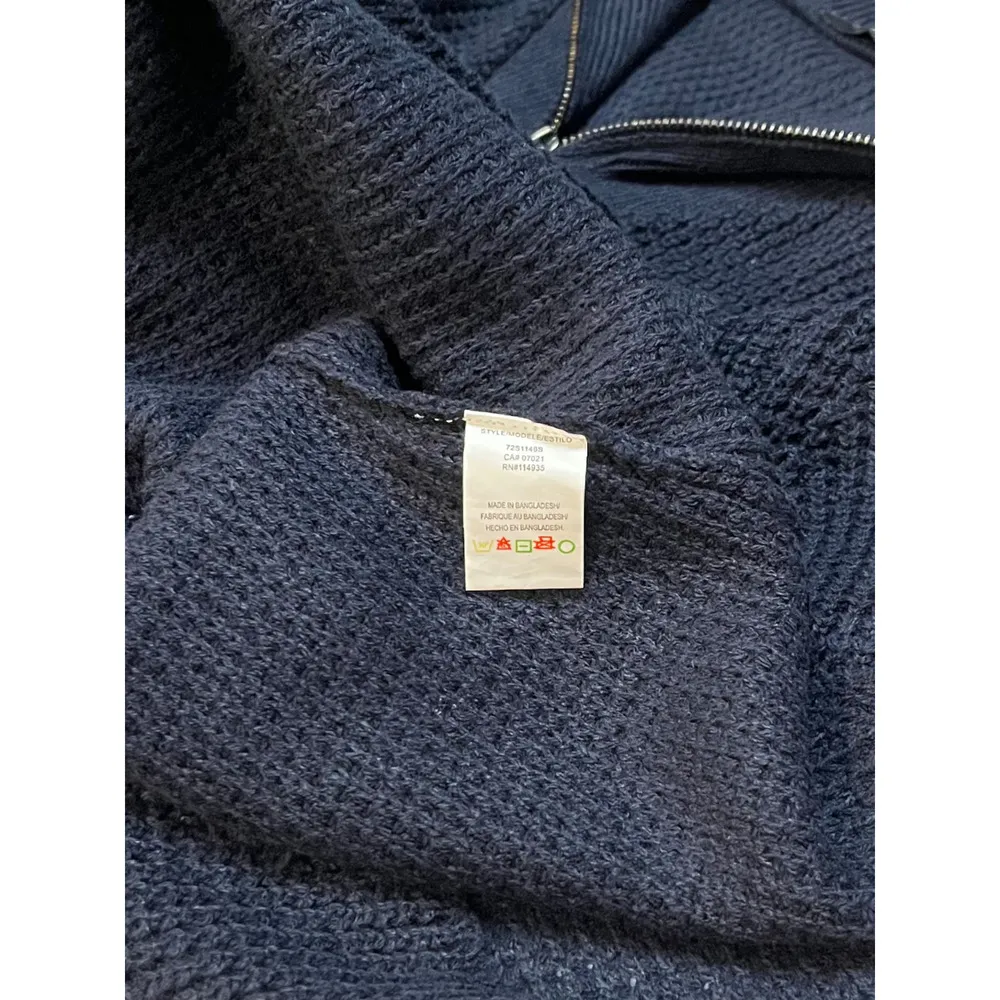 New RDI Sweater Womens S Quarter Zip High Neck Long Sleeve Waffle Knit Blue - Image 4