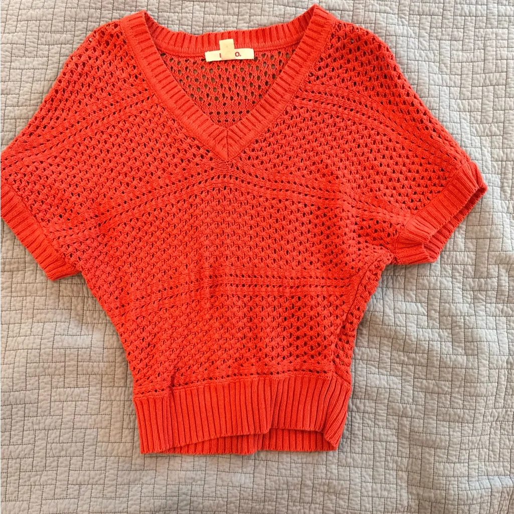 Bongo medium Red V-Neck crocheted Sweater - Image 3