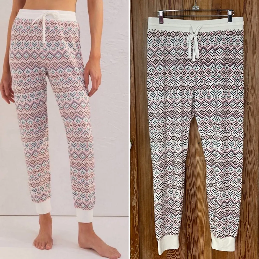 Z SUPPLY Twilight Fair Isle Brushed Thermal Knit Jogger Pants in Bone - Medium - Image 3