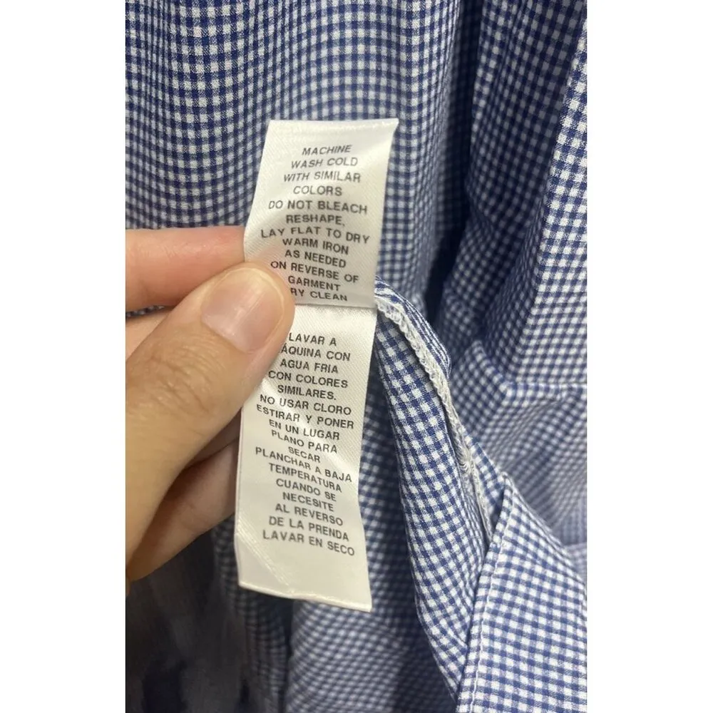 London Times NEW Women's Gingham Smocked Top Midi Dress Blue Size Medium - Image 10