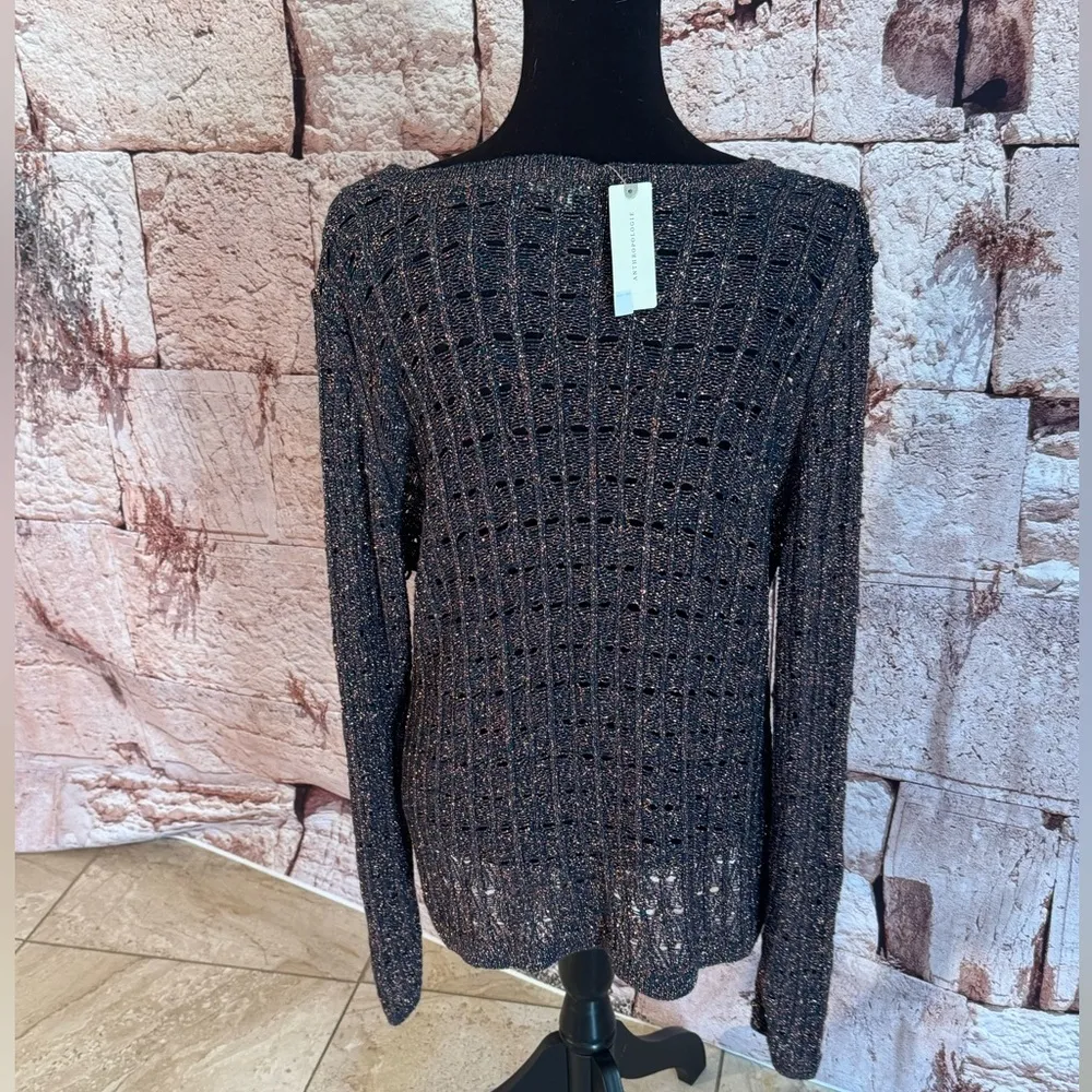 Anthropologie Pilcro NWT Navy and Copper XL Metallic Knit Sweater - Image 2