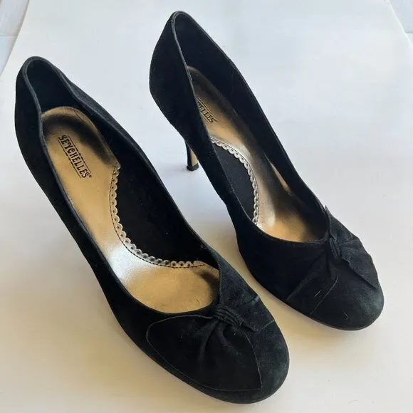 Seychelles‎ Black Suede Heels with Knot Womens Size 11 Shoes Slip On Work - Image 3